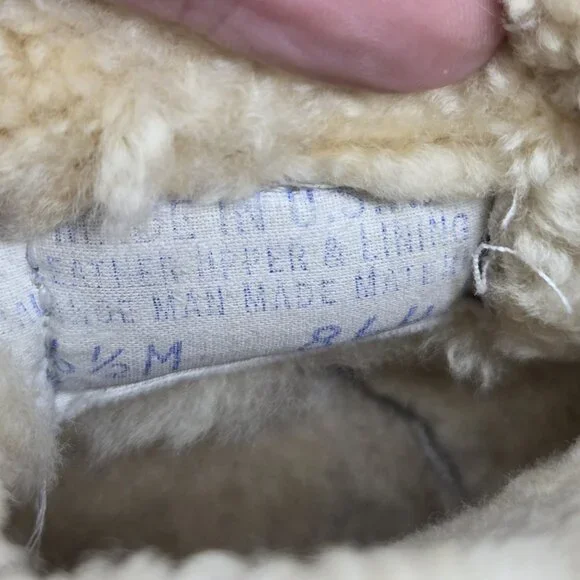 Vtg Timberland Womens 6.5 USA Brown Leather ankle Boots Sherpa Oil Resistant - Picture 7 of 10